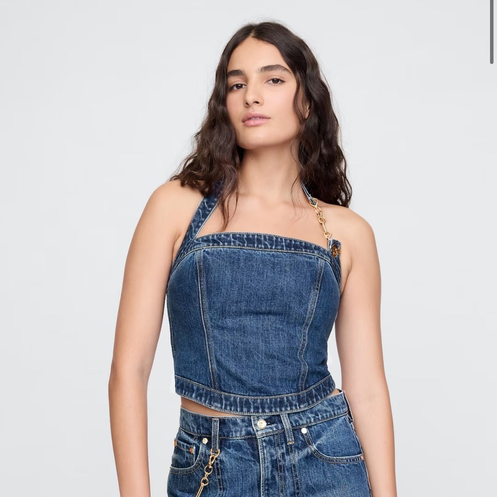 Gap × Cult Gaia Cropped Denim Bustier size 6 (brand new with tags)
